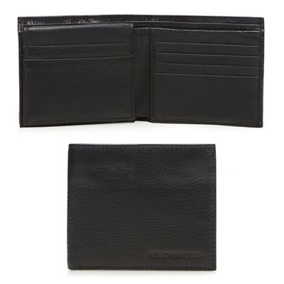 Black leather debossed logo wallet in a gift box